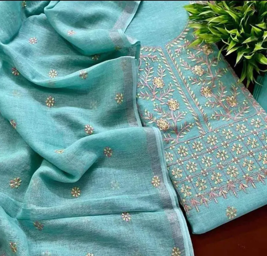 Premium Cotton Linen Dress Material Set - 3 Piece Set